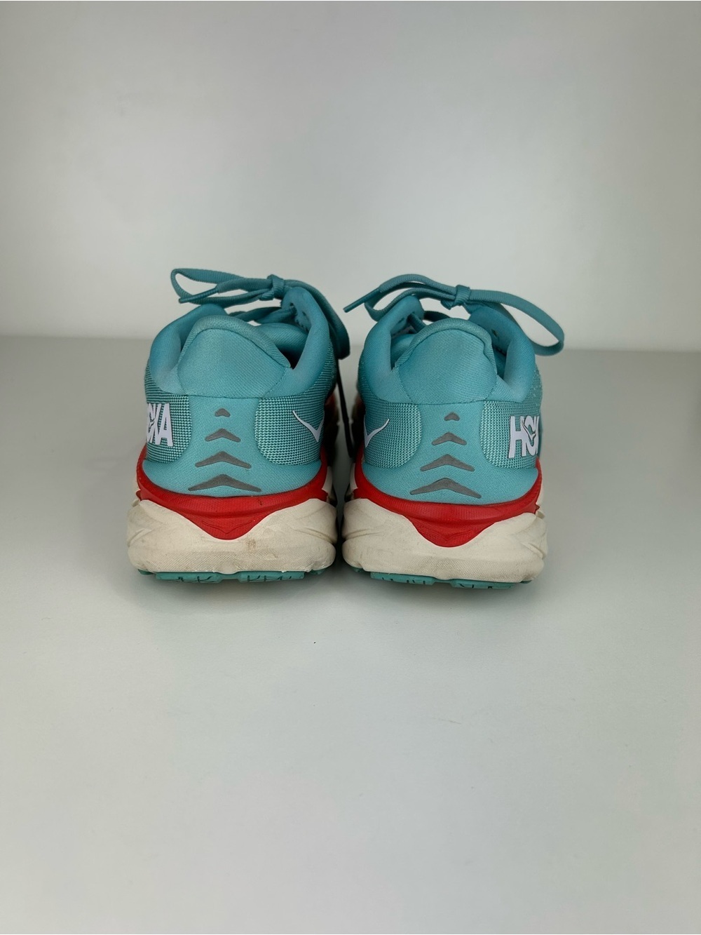 HOKA CLIFTON 8 RUNNING WALKING SHOE WOMENS 7.5B TEAL BLUE RED - Picture 4 of 11